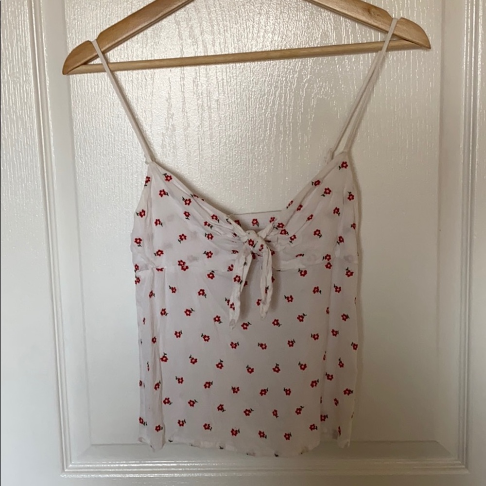 Brandy Melville Embroidered Flower Strap Tank